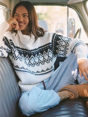 Anthropologie | Daily Practice Evergreen Turtleneck Fair Isle Sweater (XL)